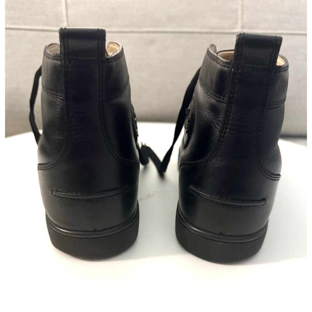 🔥 Christian Louboutin Men's Black Leather Louis High-Top Sneakers – Size US 10 - Picture 9 of 12